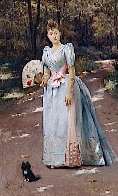 Mujer en un jardín de Julius Leblanc Stewart